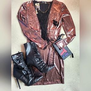 Rose Metallic Cocktail Dress by Boohoo